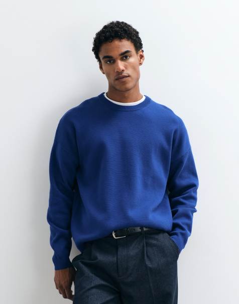 ASOS DESIGN oversized compact knit sweater in blue - view 1