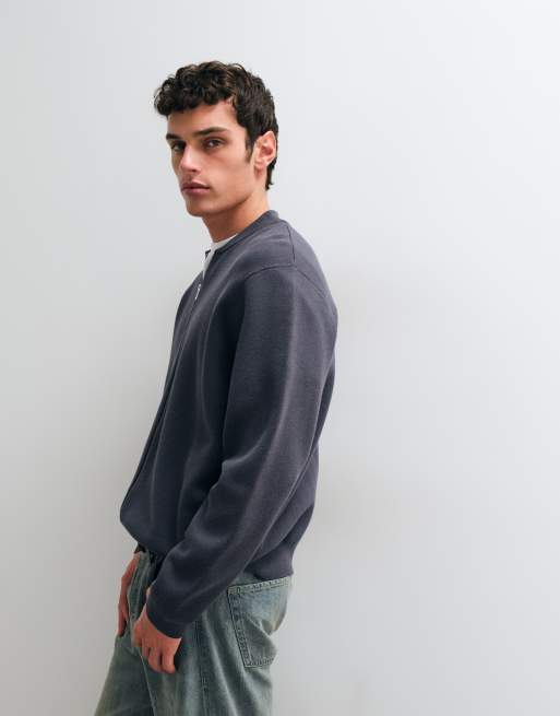 ASOS DESIGN oversized compact knitted bomber in dark grey, 4 of 5