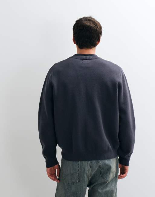 ASOS DESIGN oversized compact knitted bomber in dark grey, 5 of 5