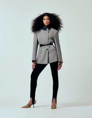 Asos Design Oversized Contrast Collar Blazer In Gray