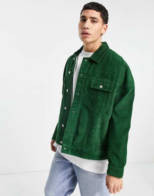 Green shop cord coat