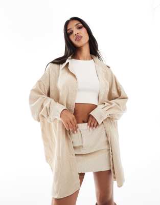 ASOS DESIGN oversized cord shirt in buttermilk - part of a set
