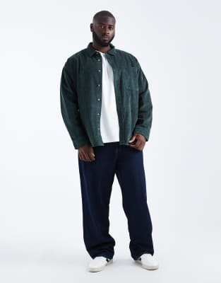 Asos Design Oversized Cord Shirt In Green