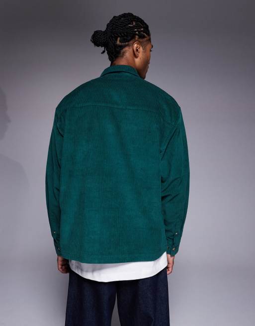ASOS DESIGN oversized cord shirt in green, 3 of 5
