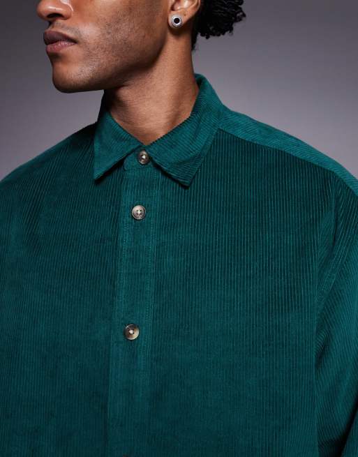 ASOS DESIGN oversized cord shirt in green, 5 of 5