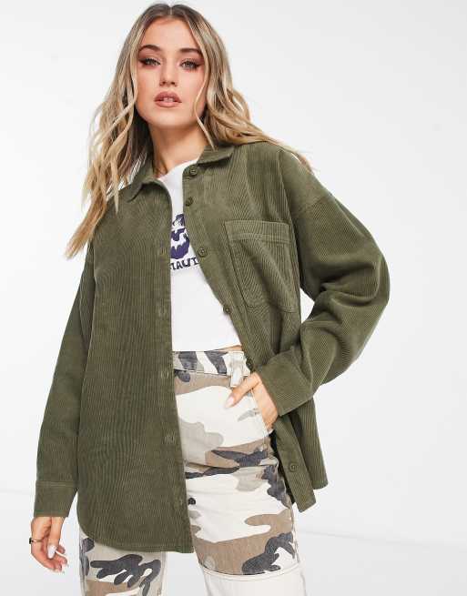 ASOS DESIGN oversized cord shirt in khaki | ASOS