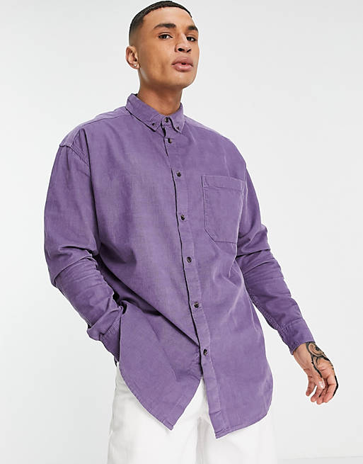  oversized cord shirt in mauve 