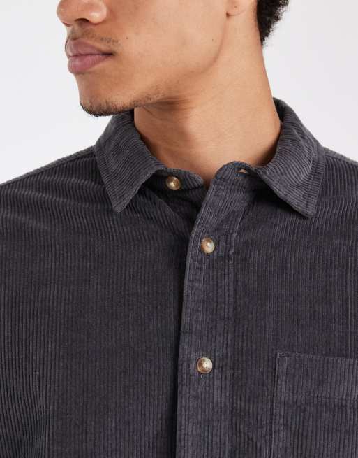 ASOS DESIGN oversized cord shirt in washed black, 5 of 6