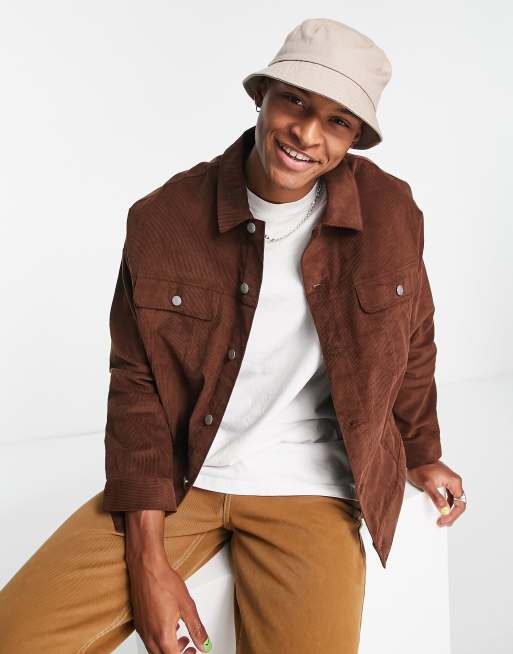 ASOS DESIGN western twill jacket in brown