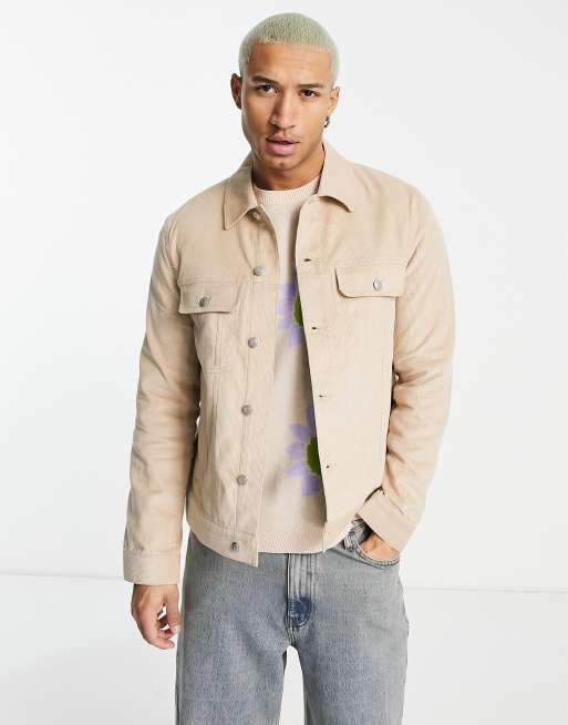 ASOS DESIGN oversized cord western jacket in stone | ASOS