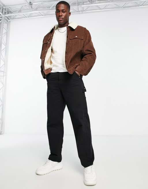 ASOS DESIGN oversized cord western jacket with borg lining in