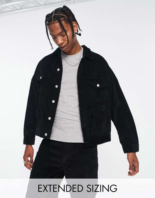 ASOS DESIGN - Oversized corduroy jack in zwart, deel van co-ord set 