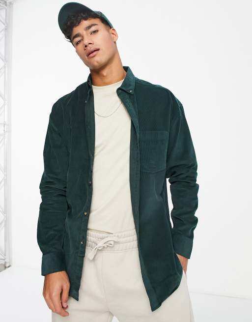 ASOS DESIGN - Oversized corduroy overhemd in jaren 90 stijl in flessengroen , 2 van 4
