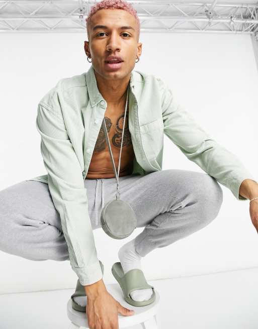 ASOS DESIGN - Oversized corduroy overhemd in jaren 90 stijl in pastelgroen