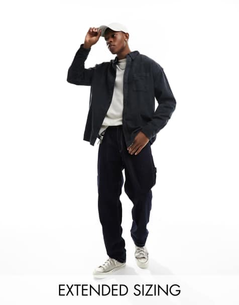 ASOS DESIGN- Oversized corduroy overhemd in jaren 90 stijl met wassing in zwart - view 1