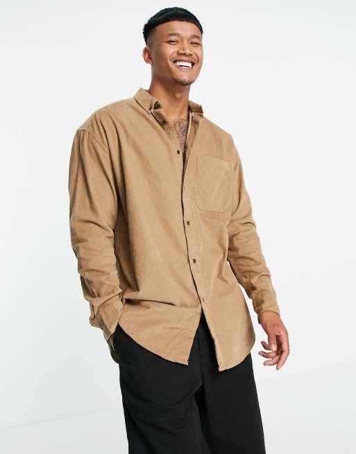 ASOS DESIGN - Oversized corduroy overhemd in tabakskleur