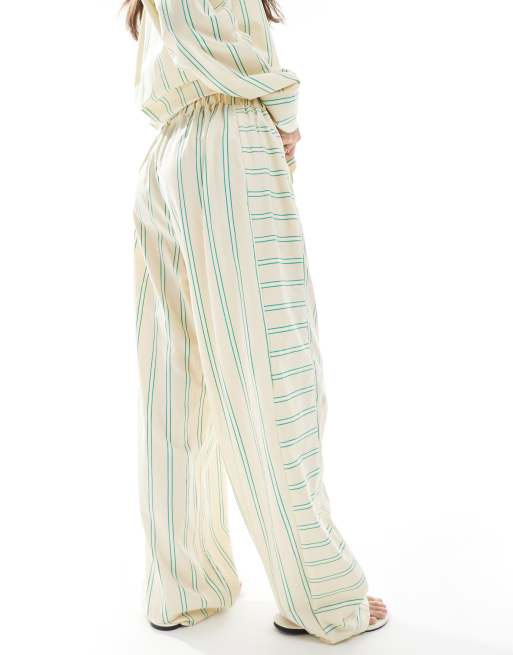 ASOS DESIGN oversized cotton poplin barrel leg sweatpants with contrast stripe panels, 4 of 5