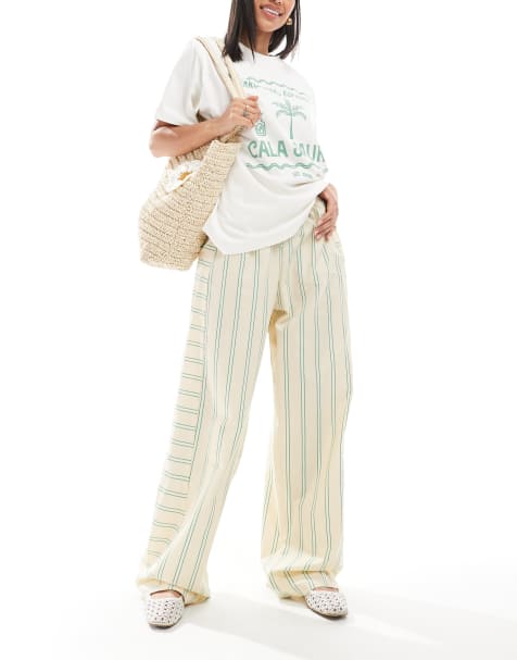 ASOS DESIGN oversized cotton poplin barrel leg trackies with contrast stripe panel - view 1