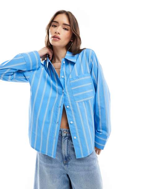ASOS DESIGN oversized cotton poplin shirt with contrast stripe details - view 1
