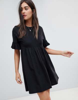 asos black frill dress
