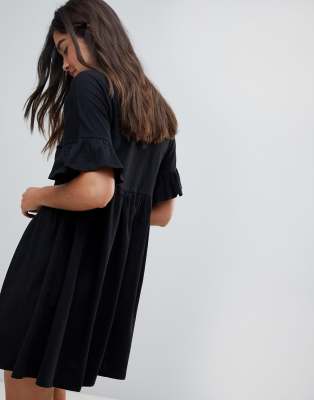asos design super oversized frill sleeve smock dress ASOS DESIGN super oversized frill sleeve smock dress in khaki