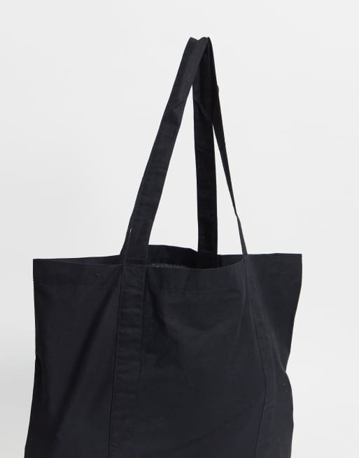 ASOS DESIGN oversized cotton tote bag in black