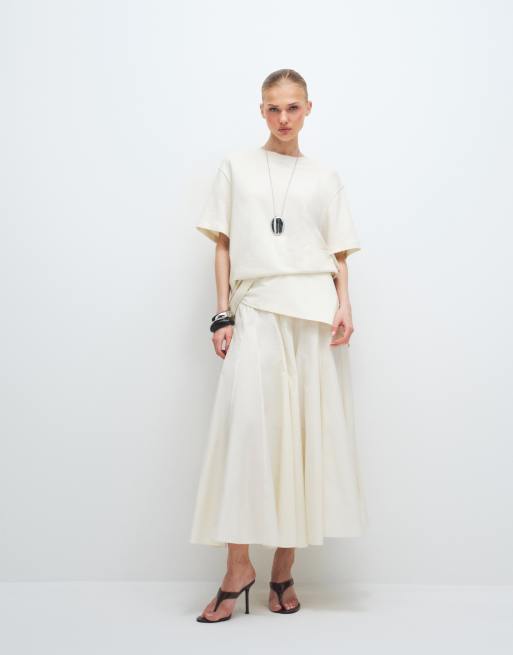ASOS DESIGN - Oversized cremehvid T-shirt i tekstureret jersey, 4 af 7