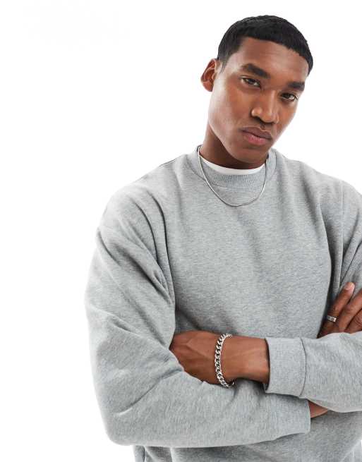 ASOS DESIGN oversized crew in grey marl