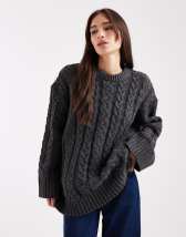 4th & Reckless wool blend oversized rugby knit sweater in cherry and chocolate stripe