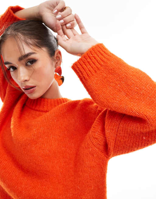 ASOS DESIGN oversized crew neck jumper in orange ASOS