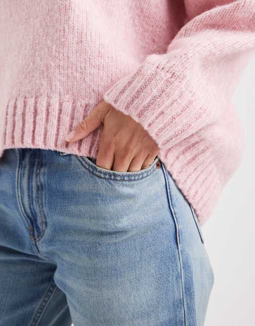 ASOS DESIGN oversized crew neck sweater in pink