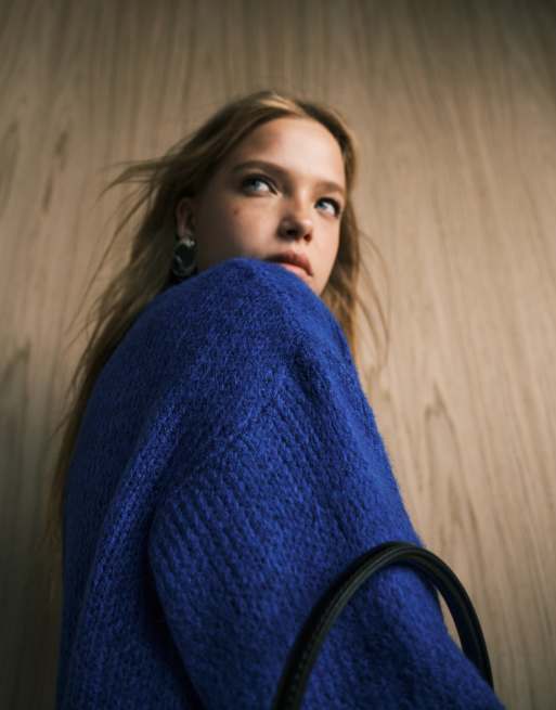 ASOS DESIGN oversized crew neck sweater in cobalt