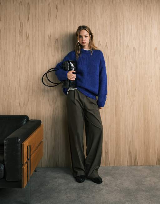 ASOS DESIGN oversized crew neck sweater in cobalt