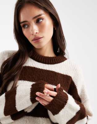 Asos Design Oversized Crew Neck Sweater In Multi