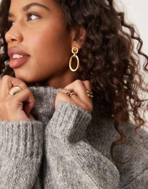 ASOS DESIGN oversized crew neck sweater in gray | ASOS