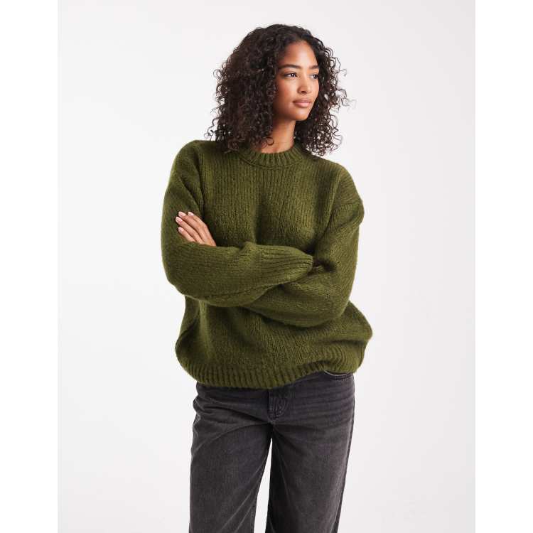 トップス ENNOY BORDER CREW NECK SWEAT XL ASOS DESIGN oversized crew neck sweater in green | ASOS