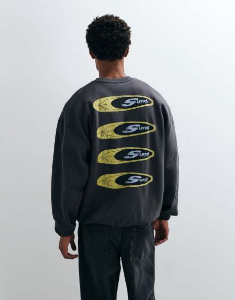 ASOS DESIGN oversized crew neck sweater with toggle cord at hem in grey - view 1