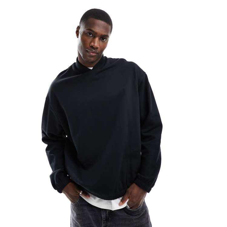 Black oversized crew discount neck