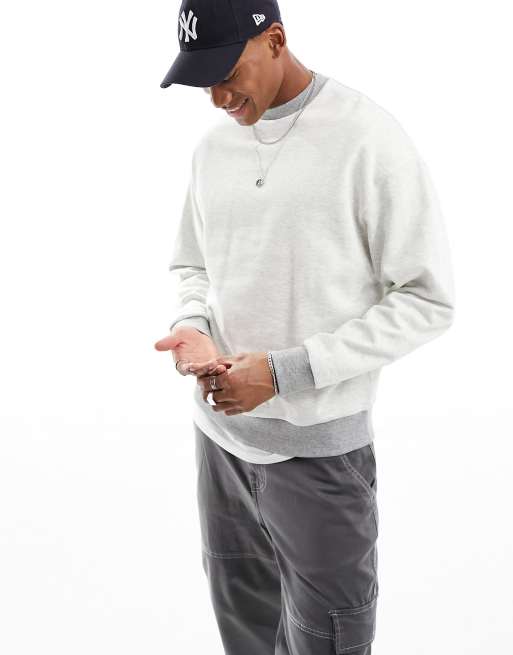 White oversized crew online neck