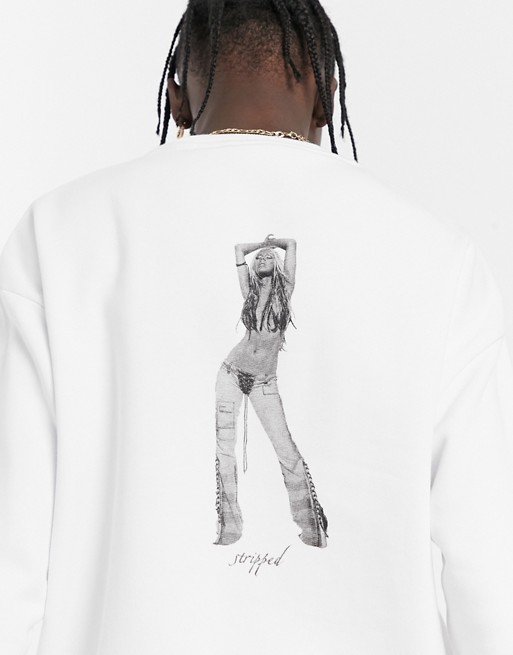 ASOS DESIGN oversized crew neck sweatshirt with Christina Aguilera print