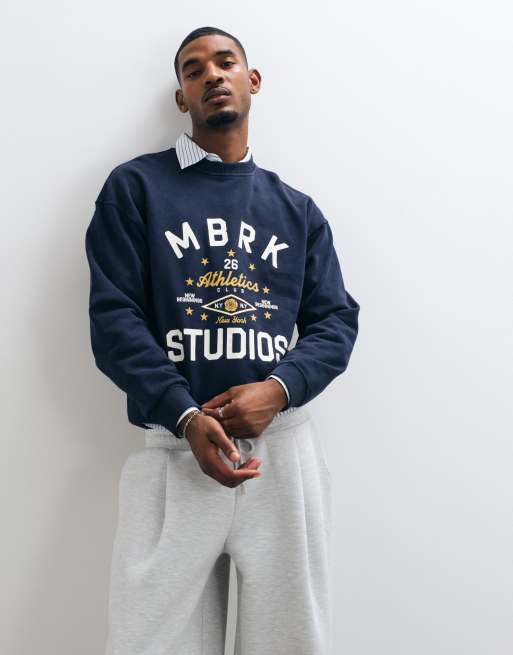 ASOS DESIGN oversized crew neck sweatshirt with wash in blue , 2 of 5