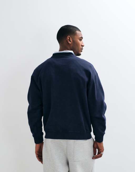 ASOS DESIGN oversized crew neck sweatshirt with wash in blue , 5 of 5