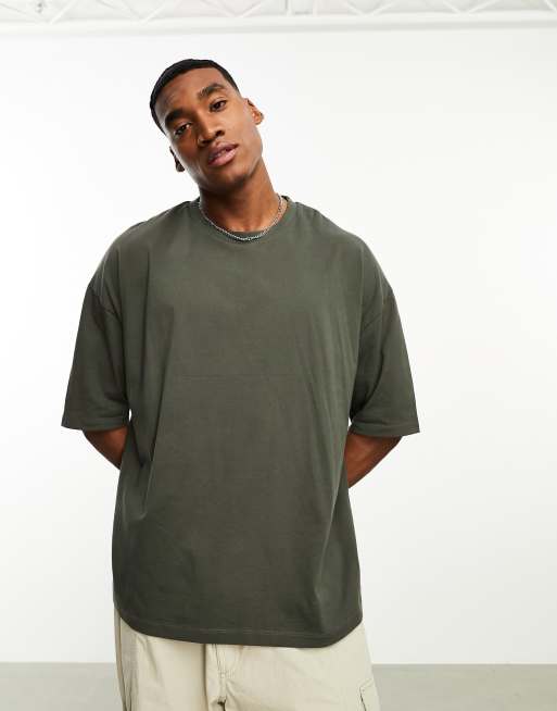 ASOS DESIGN oversized crew neck t-shirt in dark green | ASOS