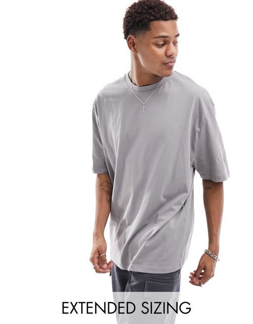 ASOS Longline T-Shirt With Curved Hem In Stone