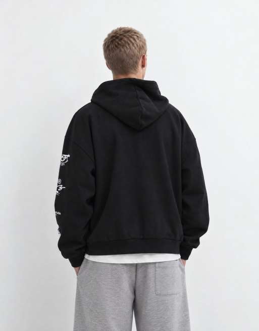 ASOS DESIGN oversized crew with piping and print in charcoal, 9 of 9