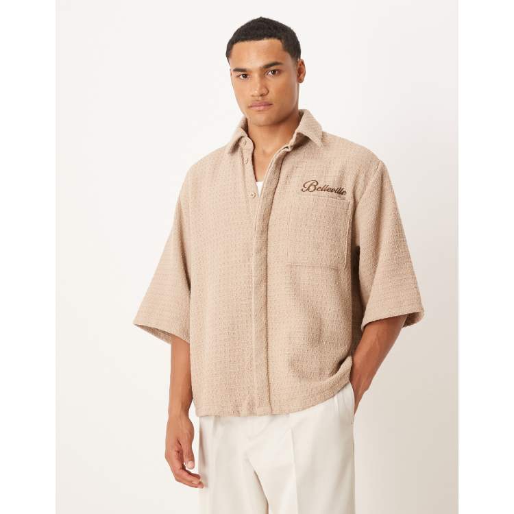 ASOS DESIGN oversized crochet shirt with half sleeves and