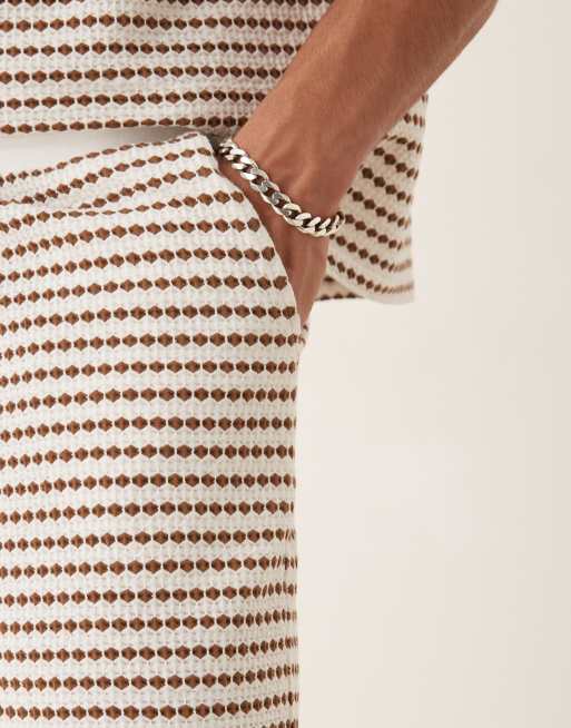 ASOS DESIGN oversized crochet style shorts in beige, 2 of 5