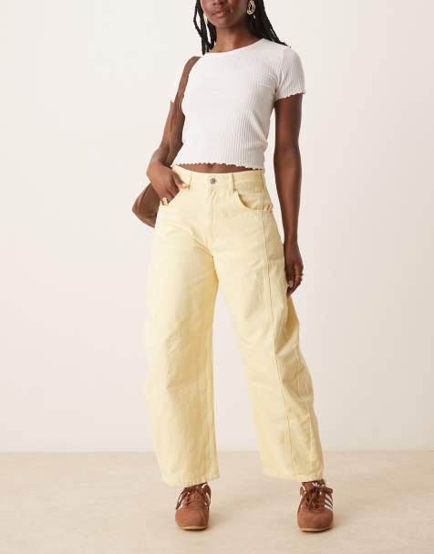 ASOS DESIGN oversized crop barrel jean with panels in buttermilk - view 1