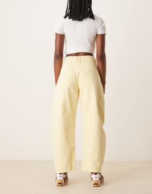 Asos Design Oversized Crop Barrel Jeans With Panels In Neutral