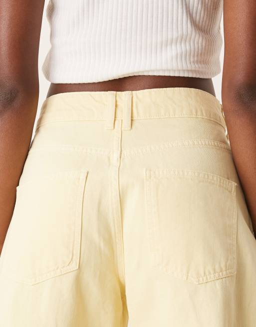 ASOS DESIGN oversized crop barrel jeans with panels in buttermilk